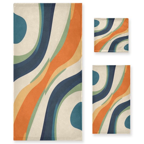 Three-Piece Towel Set Face Towel Towel Set Hand Towel Bath Towel Cotton Bath Towels Bath Towel Sets Hand Bath Towels Colorful Stripes
