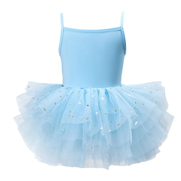 BRGZLK Toddler Girls Ballet Dress Trendy Cute Halter Jumpsuit Tutu Dress Lightweight Comfortable Sleeveless Round Neck Dance Ballerina Outfits Blue 5-6 Years