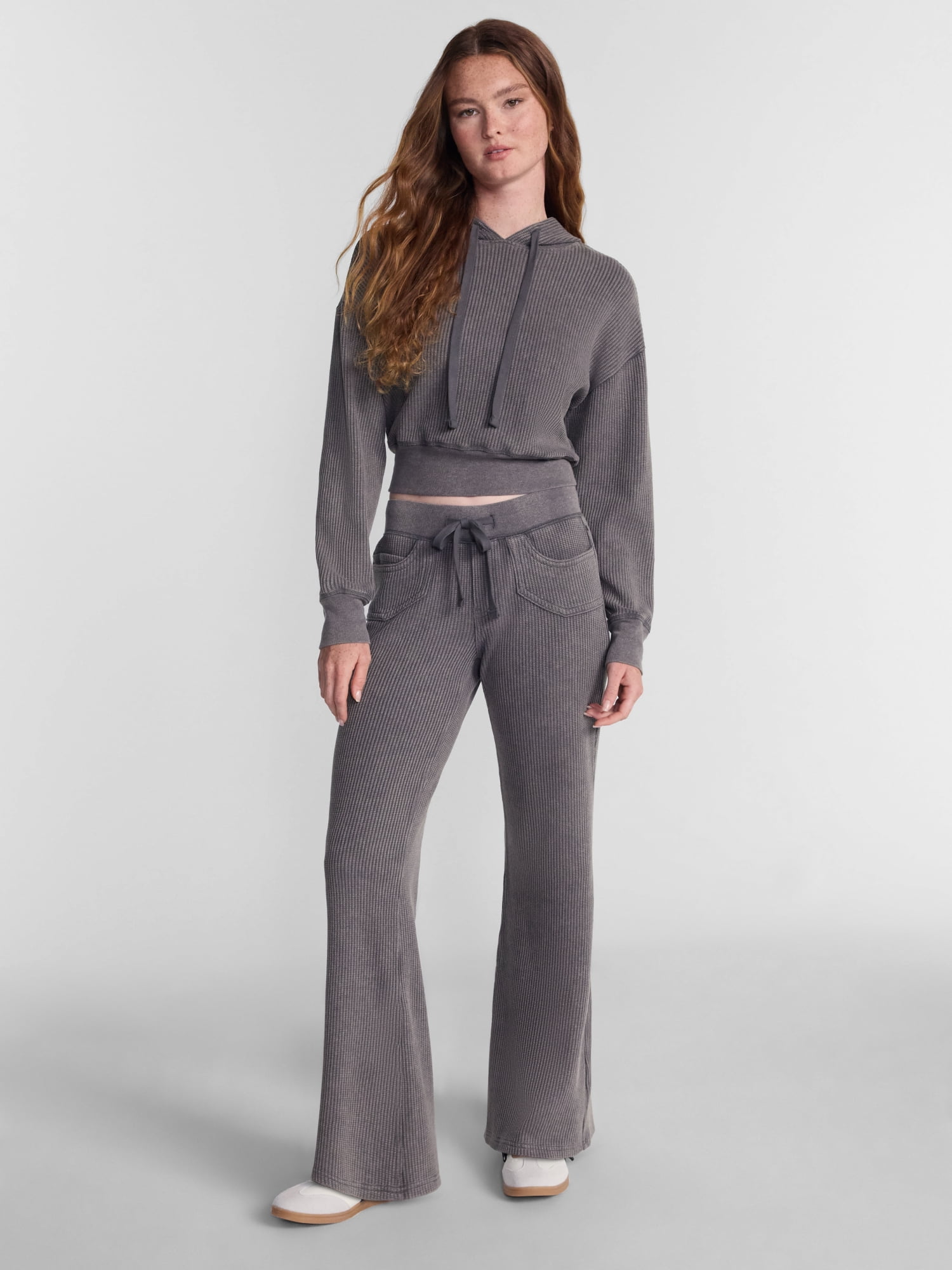 No Boundaries Waffle Knit Flare Pants, 31.5'' Inseam, Women's XXS-XXL