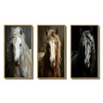 thumbnail image 2 of Designart "White Horse Subtle " Animals Framed Wall Art Set Of 3 - White Horse Frame Gallery Set For Office Decor, 2 of 7