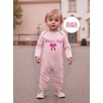 thumbnail image 6 of BemeyourBBs Newborn Baby Girls Stripe Romper Daddy's Girl Outfits Letter Bow Embroidery Long Sleeve Jumpsuit with Headband Set, 6 of 9
