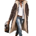 thumbnail image 1 of Innerwin Overcoats Long Sleeve Ladies Fleece Jacket Winter Hooded Loose Sherpa Coat Coffee M, 1 of 3