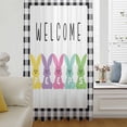 thumbnail image 6 of Bunny Easter Sheer Curtains 63 Inches Long, Black White Checkered Modern Art Light Filering Curtains, Breathable Simi Curtain Privacy Drapes for Living Room Bedroom Lightweight Window Treatment, 6 of 9
