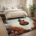 thumbnail image 3 of ODIKA 8'x10' Washable Area Rug Guitar Music Notes Vintage Rock Distressed Grunge Hip Border for Dining Room, Large Office, Lounge, Non-Slip Chair-Friendly Mat, 3 of 7