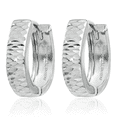 thumbnail image 5 of 14K Solid White Gold Oval Huggie Small Hoop Earrings, 5 of 10