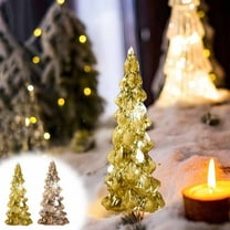 Nkmbld Lighted Glass Christmas Tree Tabletop Decoration Light up Glass Christmas Tree Centerpieces Decor Xmas Table Lamps Ornaments Gifts, Gold