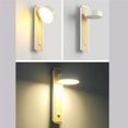 thumbnail image 4 of Lámpara de pared LED moderna para interiores con interruptor de botón, luz de pared de madera maciza giratoria en ángulo de 350°, adecuada para escaleras de pasillo de hotel, 4 of 5