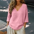 thumbnail image 2 of Breathable Linen Tops for Women Beach Vacation Flowy Summer Outfit, 2 of 5