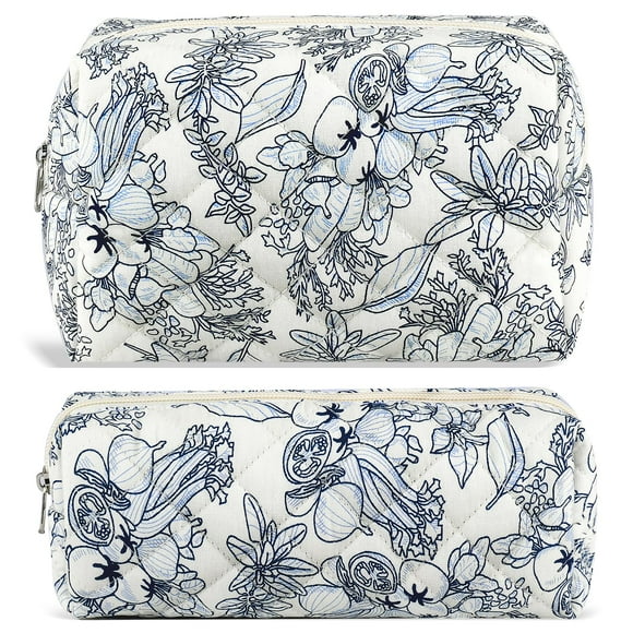 Bolsa de maquillaje URSKYTOUS Floral Algodón Acolchado Black Flower x2