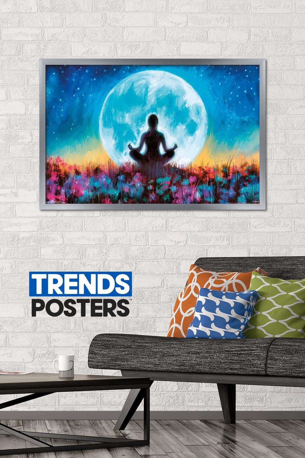 PD Moreno - Fine Art - Yoga Moon Wall Poster, 22.375" x 34", Framed