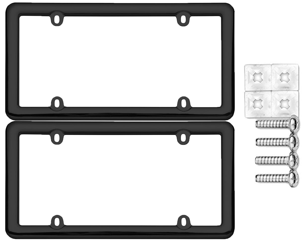 Cruiser Nouveau Black Plastic License Plate Frames Bundle with Standard