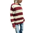 thumbnail image 2 of Franhais Women Fashion Wild Sweater Contrast Color Stripe Round Neck Long Sleeve Knitted Pullovers Autumn Winter Loose Casual Tops, 2 of 3