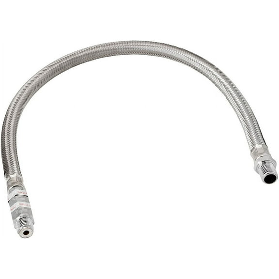Vixen Horns Stainless Steel Air Compressor Braided Leader Hose with Check Valve 1/4" NPT Male to 1/4" NPT Male 20inch Chrome VXA7333