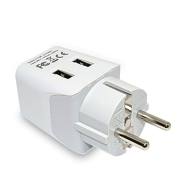 Ceptics CTU9 European Schuko German, France Travel Adapter Plug Type E/F Dual USB Devices