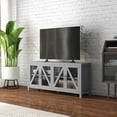 thumbnail image 2 of GVN TV Stand, Entertainment Center,TV Cabinet Stand for TVs up to 58", Entertainment Center with 4 Glass Doors and 4 Cable Holes, Gray, 2 of 7