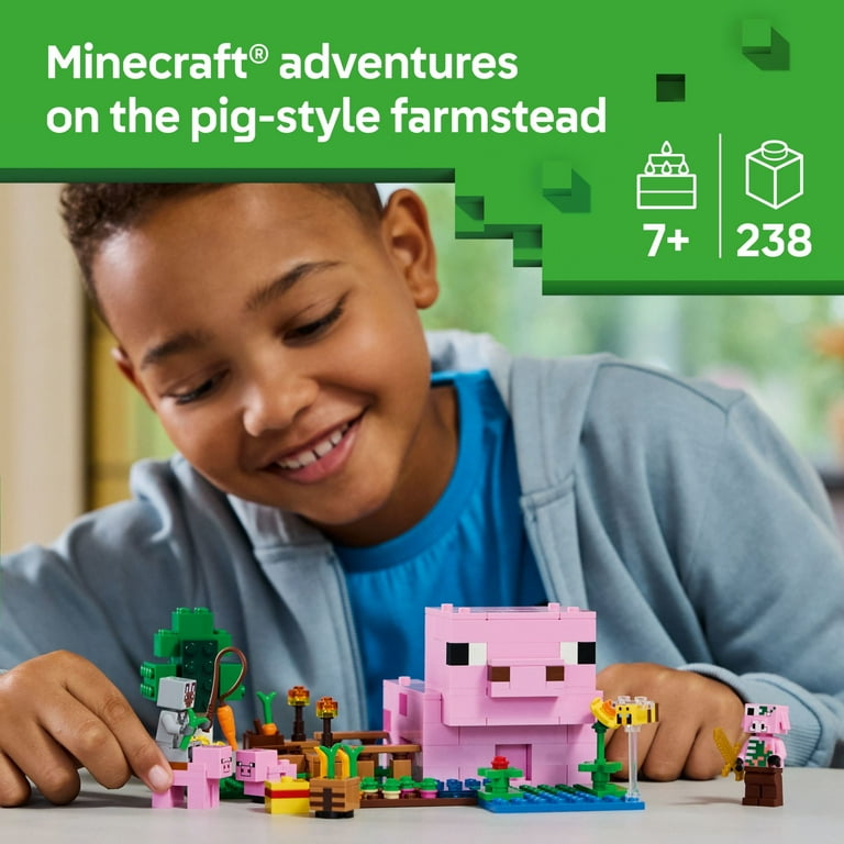 LEGO Minecraft The Baby Pig House Toy Figures & Playset - Building Minecraft Toy for Kids, Boys & Girls, Ages 7+ - Minifigures for Pretend Play - Easter Basket Stuffer - 21268