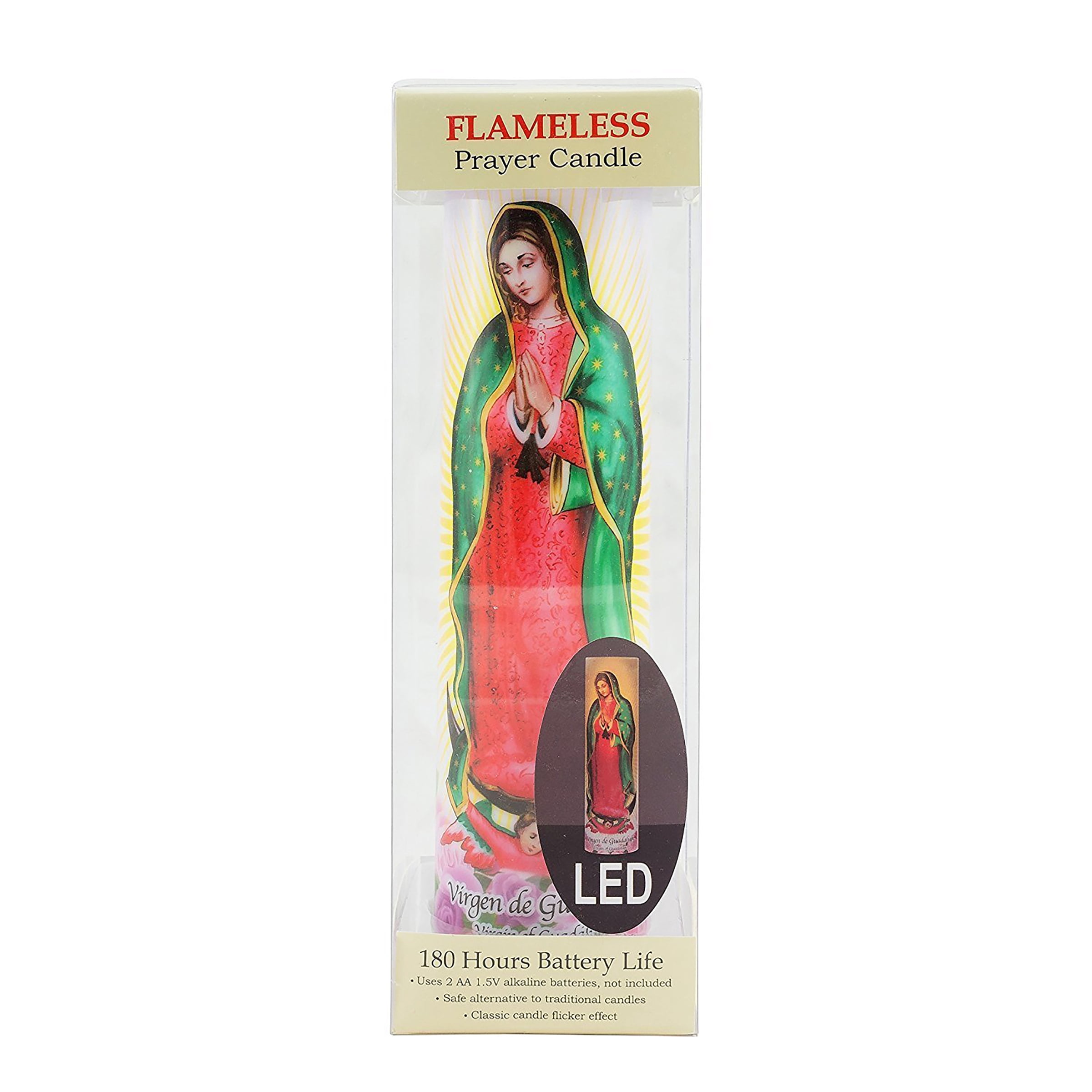 (2 pack) Stonebriar Flameless LED 8" Multi-color Religious Prayer Pillar Candle with Automatic Timer