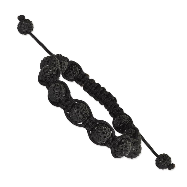 10mm Black Crystals Beads Cord Bracelet Adjustable Stretch Wrap