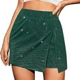 thumbnail image 4 of Timegard Shorts for Women Elastic High Waist Split Slim Fitting Skirts Shorts Sparkly Summer Casual, 4 of 8