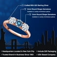 thumbnail image 2 of Gem Stone King 18K Rose Gold Plated Silver Persian Blue Moissanite and White Moissanite Engagement Ring for Women | 1.50 Cttw | Round 5MM | Gemstone Birthstone | Size 7, 2 of 7