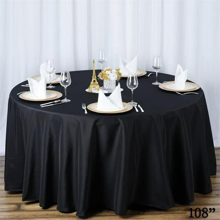 

BalsaCircle 108 Round Premium Polyester Tablecloth Wedding Table Linens Black