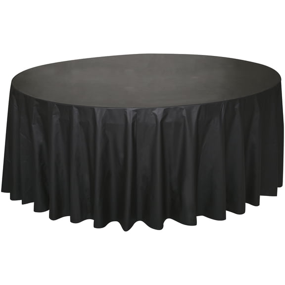 Round 84" Black Plastic Table Cover, by Way To Celebrate