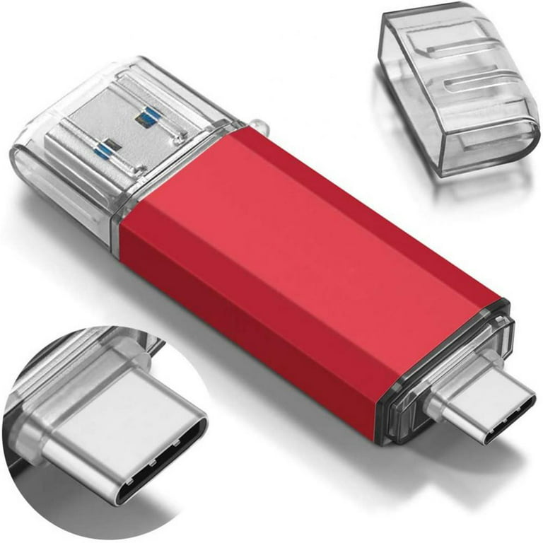 Flash Drive 16GB High-Speed 2 in 1 USB 3.0 Type C 3.1 Memory Stick External Storage Data,Universal Pen Drive Port Compatible OTG Android Computer Mac Pro Tablets PC(Red) -