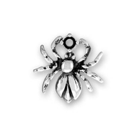 Sterling Silver 30" 1mm Box Chain 3D Spider Or Tick Pendant Necklace