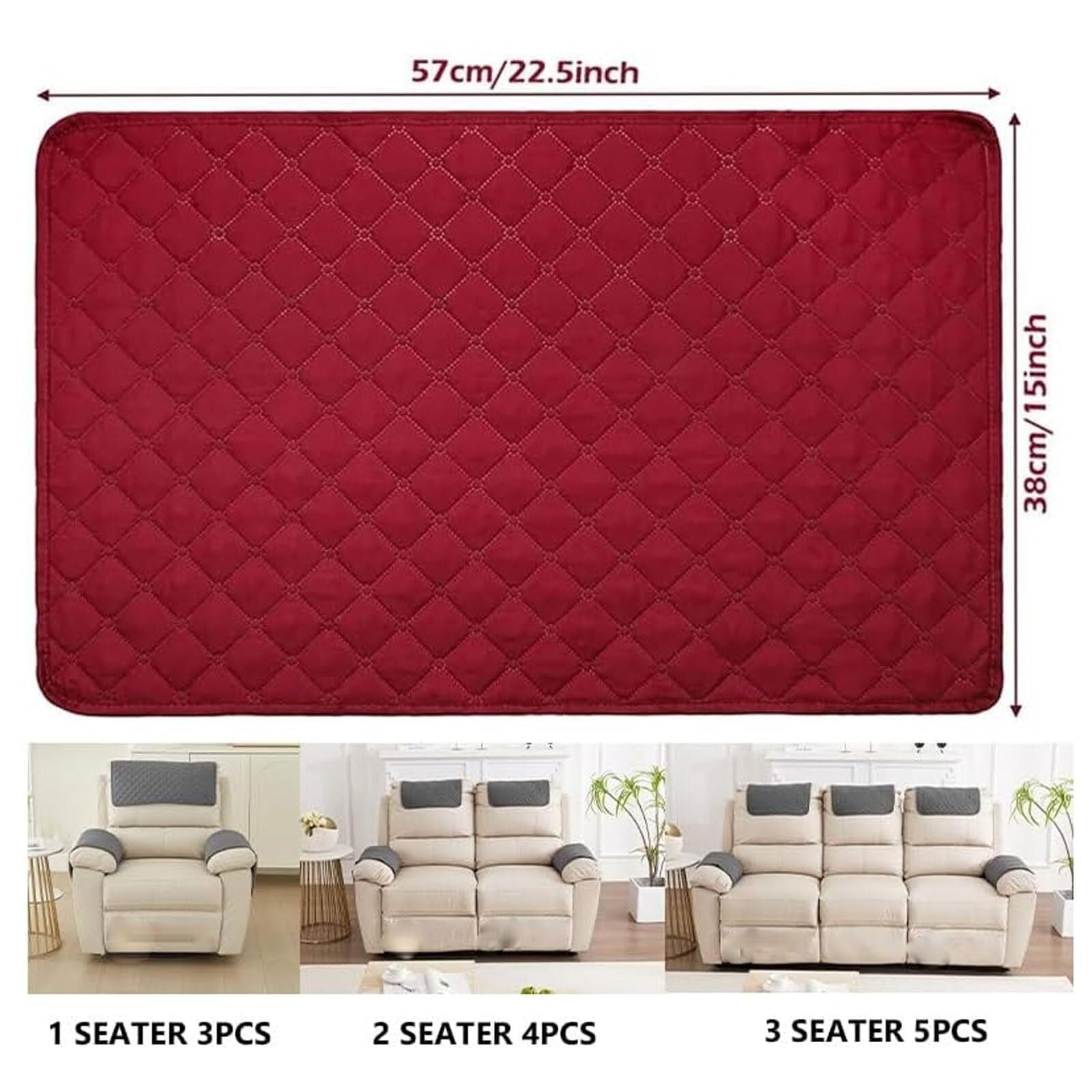 BH-JJSMGS Armrest Cover, Recliner Chair Protector,Sofa Armrest Cover,1/2/3 Seater Sofa Armrest Covers Headrest Cover Waterproof Nonslip Sofa Slipcover With Side Pocket