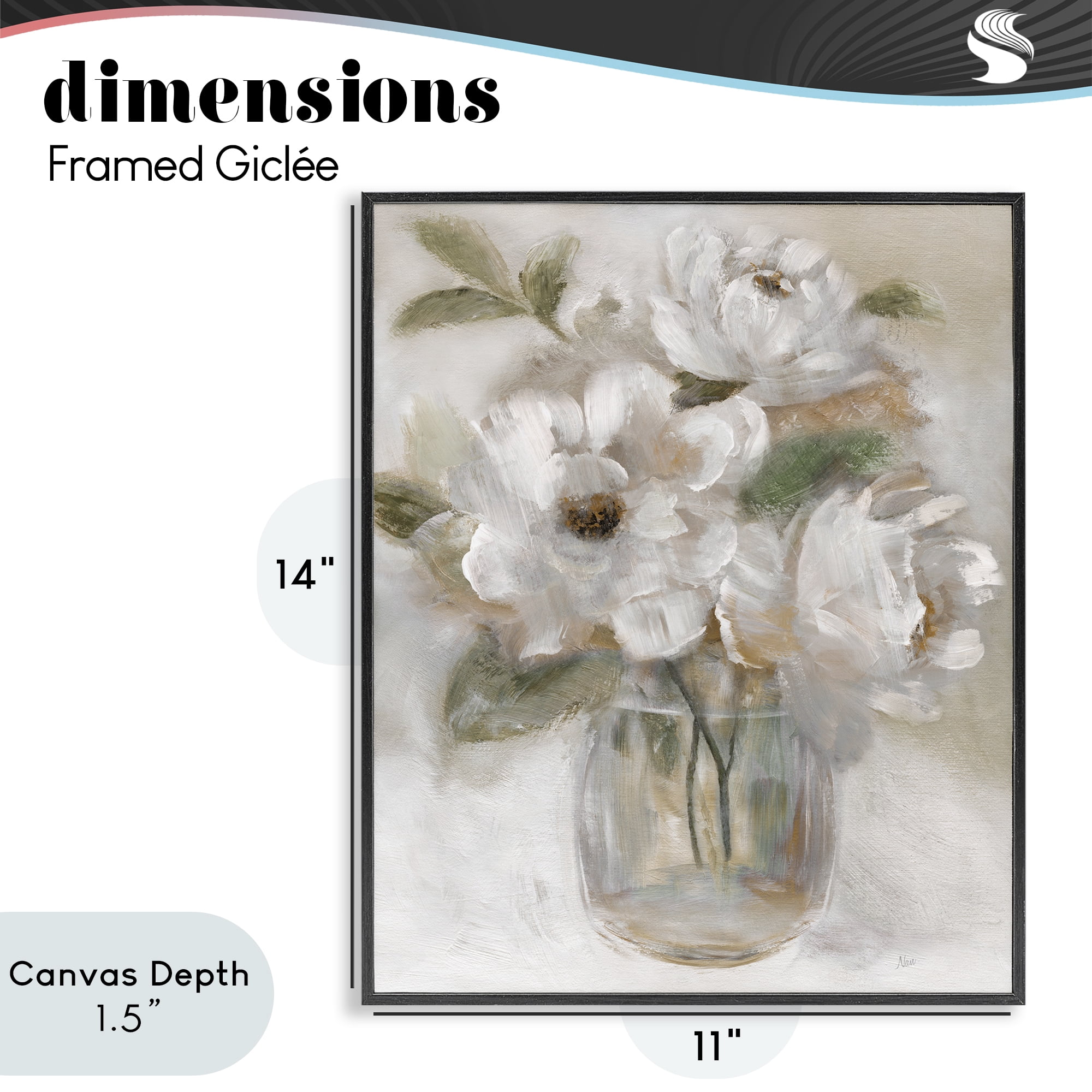 Stupell Industries Brushed Neutrals Bouquet Black Framed Giclee Art, design by Nan