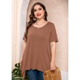 thumbnail image 5 of SHOWMALL Plus Size Clothing for Women Tunic Tops Short Sleeve Light coffee 1X Summer Blouse Swing Tee Crewneck Clothes Flowy Shirt for Leggings, 5 of 8