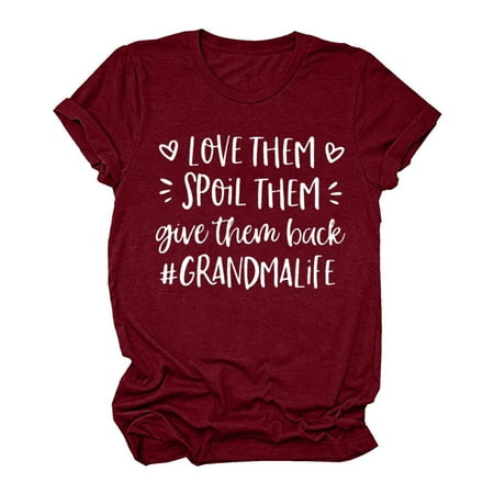 

LOVE THEM SPOiL THEM T Shirt Novelty Letter Print Funny Saying Shirts Tops Summer Short Sleeve Casual Blouse Tee
