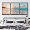 thumbnail image 3 of IDEA4WALL Framed Wall Art Print Set Sunset Horizon on Beach Shore Photography Nautical Landscape Ultra for Living Room, Bedroom, Office - 24"x36"x3 Black, 3 of 5