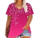 thumbnail image 2 of Camisetas Casuales de las Mujeres Más Tamaño V-Cuello Impresión Manga Corta Color Sólido Base de Verano Superior, Ligero para Diario, 2 of 9