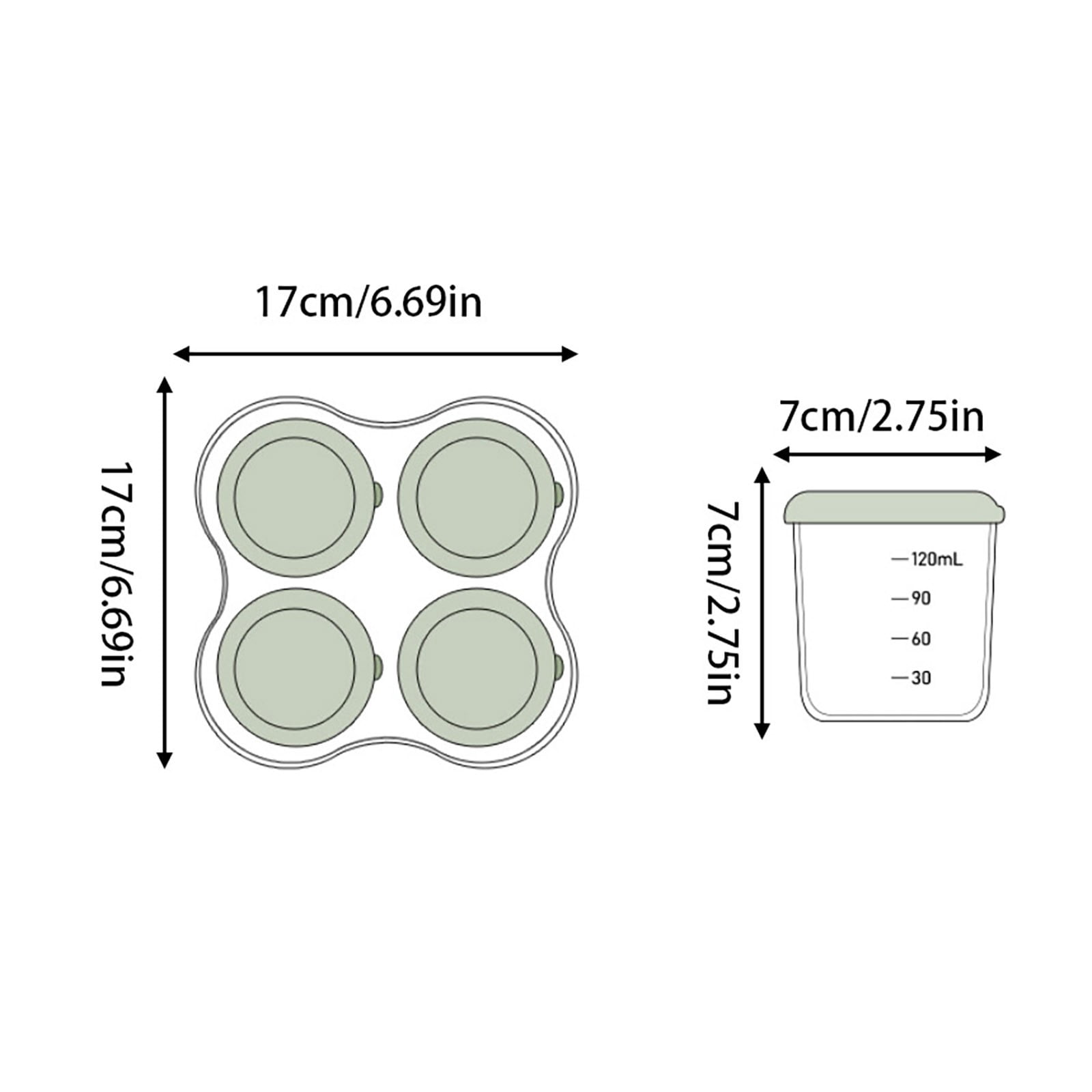 Food Storage Container 4-Cup Silicone Leak-Proof Jars with Lids Freezer Safe Snack Cups for Baby Food Meal Prep Kitchen Organization