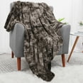 thumbnail image 2 of Luxury Soft Warm Shaggy Faux Fur Blanket Fiber Throw for Sofa Couch Bed Brown Throw (50" *60"), 2 of 8