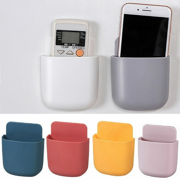 D-GROEE 2Pcs Remote Control Holder Wall Mount Media Storage Box Hole-Free for Bedside Table Phone