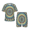 thumbnail image 1 of Fotbe Round Mandala1 Pijama Estampada de 2 Piezas para Niños – Ropa de Dormir de Manga Corta Cómoda para Niños y Niñas, Camiseta y Shorts de Algodón-Small, 1 of 6