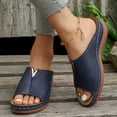 thumbnail image 7 of Holiday Savings Deals! Kukoosong Wedge Sandals for Women Cut-out Slope Heel Mules Fish Mouth Slippers Thick Sole Sandals Navy 36, 7 of 7