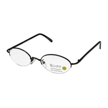 New Bulova Lucerne Mens/Womens Oval Half-Rim Matte Black / Glitter Gray Classic Shape Adult Size Hip Eyewear Frame Demo Lenses 49-18-135 Eyeglasses/Eye Glasses