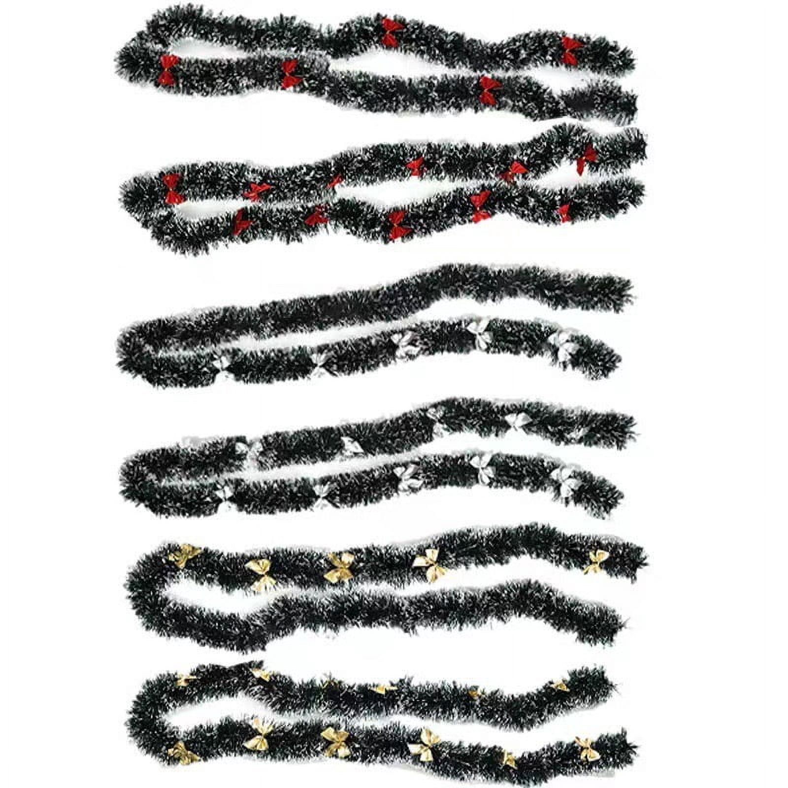 Nvzi 10 pieces of artificial pine flower garlands, 78.74 × 3.54IN deep green with 12 Yellow bows, party hanging decorative ribbons, artificial Christmas pine ribbon for Christmas decoration