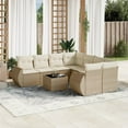 thumbnail image 1 of vidaXL Ensemble de Canapé de Jardin 9 Pcs avec Coussins en Rotin Poly Beige, 1 of 5