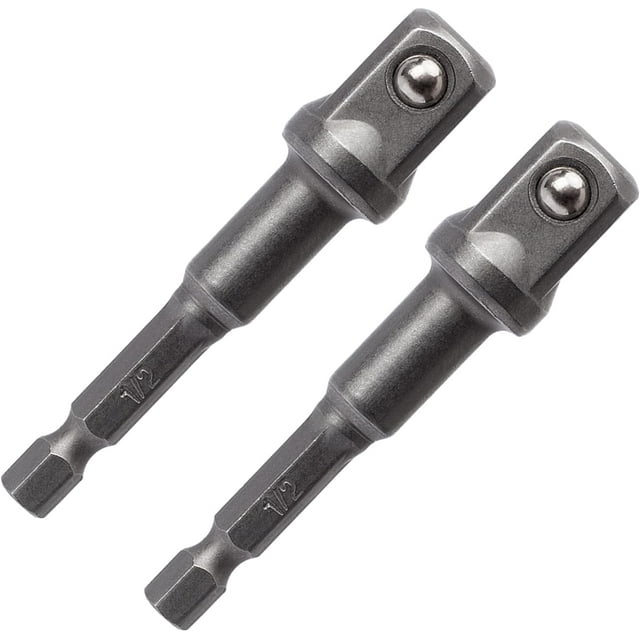HUGFEGWE 2 Pack 1/2" Square Impact Adapter, Extension Impact Driver Bit Set, Socket Bit Adapter, 1/4" Hex Shank to Drive Adapter for Automotive DIY CA919-164923