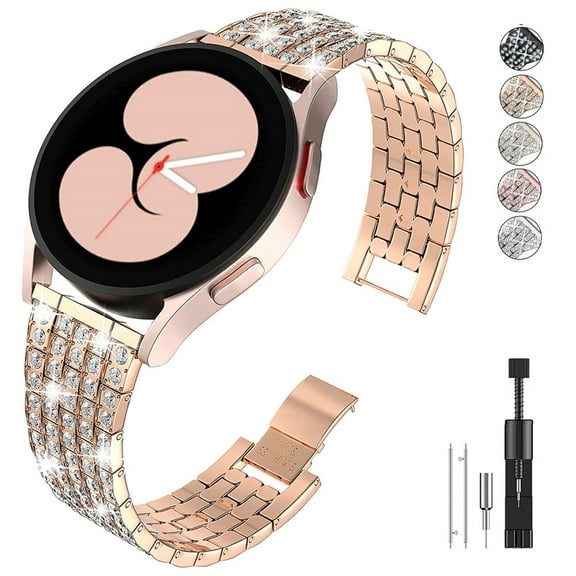 LEIXIUER Bands for Samsung Galaxy Watch 5/pro/4 44mm 40mm/Classic/46mm/42mm/Active 2 Gear S3 Metal Diamond Bracelet 22mm 20mm Watch Band