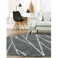 thumbnail image 4 of Unique Loom Serenity Shag Collection Area Rug - Castries (5' 3" Round Gray/Ivory), 4 of 7