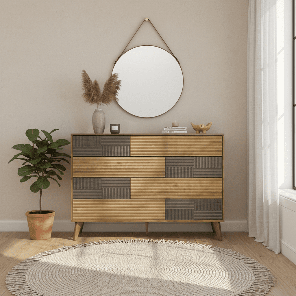 Danpinera Home 8 Drawer Dresser for Bedroom, 34" Tall Large Wood Chest of Drawers & TV Stand, Modern Fluted Panel Storage Organizer, Dark Wood
