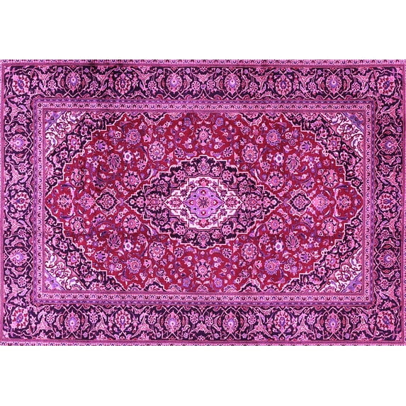 Ahgly Company Indoor Rectangle Medallion Pink Traditional Area Rugs, 5' x 7'