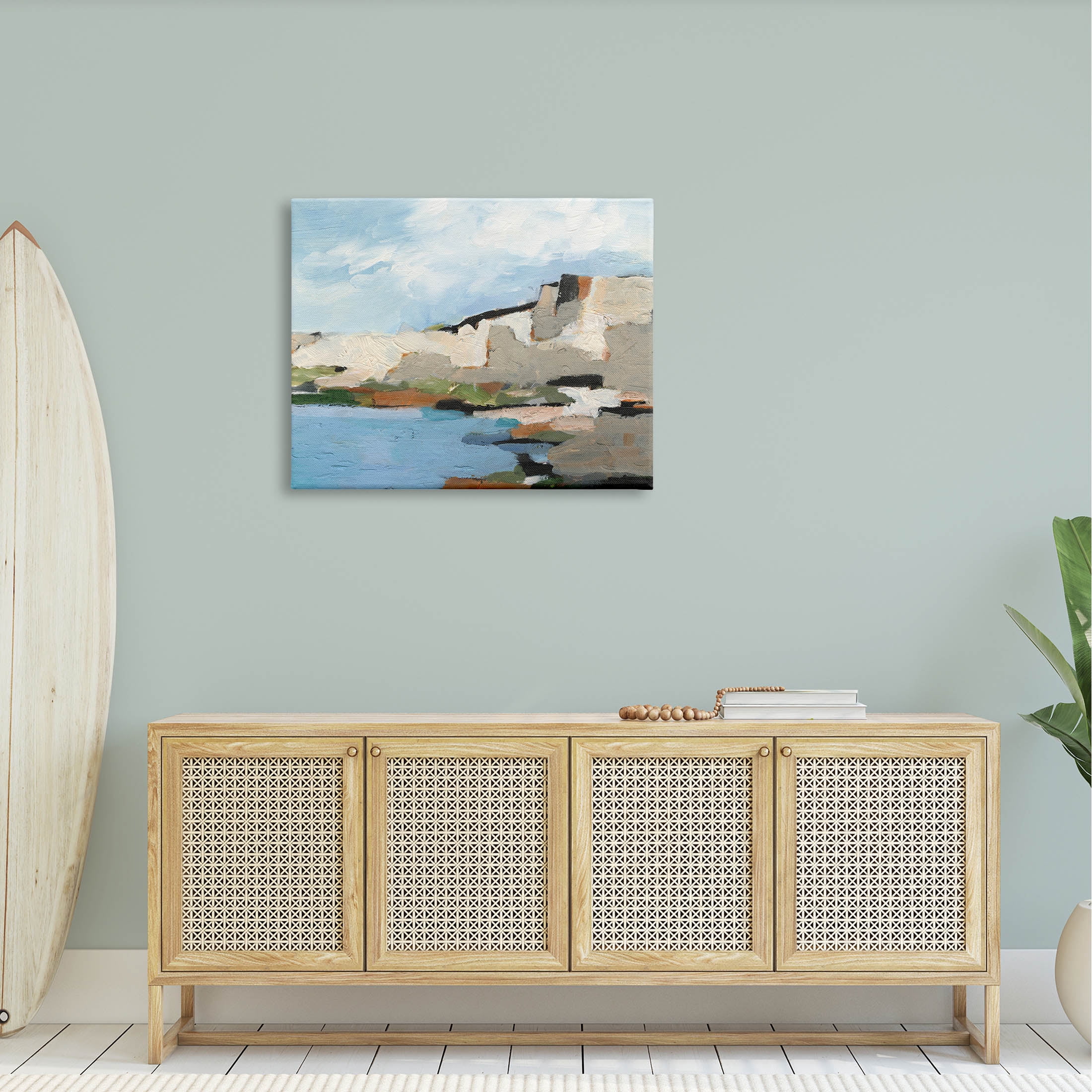 Seaside Cliff Abstract Landscape Landscape Painting Gallery Wrapped Canvas Print Wall Art