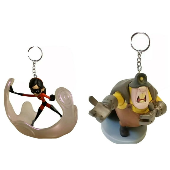 Incredibles Underminer & Cloud Violet Key Ring Keychain Pvc Figure Charm 3” New