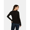 thumbnail image 4 of No Boundaries Scoop Neck Everyday Tee with Long Sleeves, 1 and 3 Pack, Women's, 4 of 5
